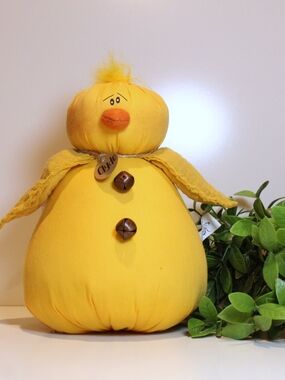 Yellow Plush Chick Figurine with Bell Accentsy From Brand Honey And Me